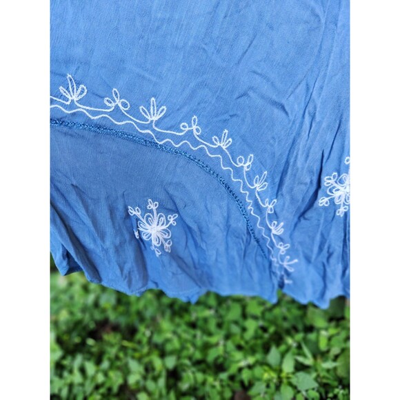 Hi Low Gauze Dress Blue OSFM Pullover Beach Cover Up Caftan OSFA - Picture 6 of 9